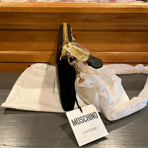 NWT Moschino Logo-print Zipped Chain Shoulder Bag - Picture 8 of 15